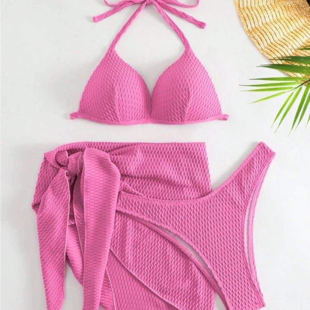 3 piece pink bikini